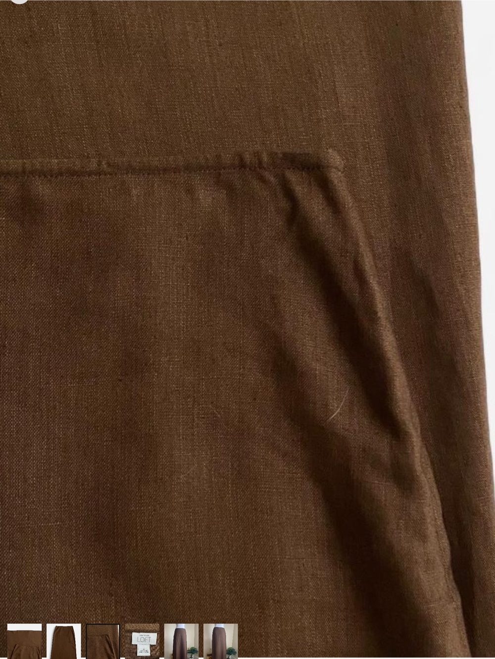 2000s minimalist brown 100% linen maxi skirt - Picture 4 of 4